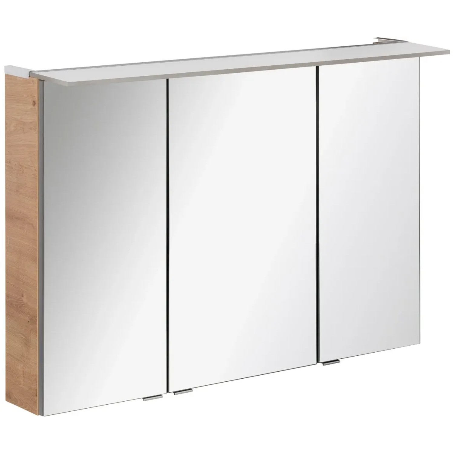 Fackelmann Spiegelschrank B.Perfekt, 100 cm breit, Asteiche Dekor mit drei Spiegeltüren.