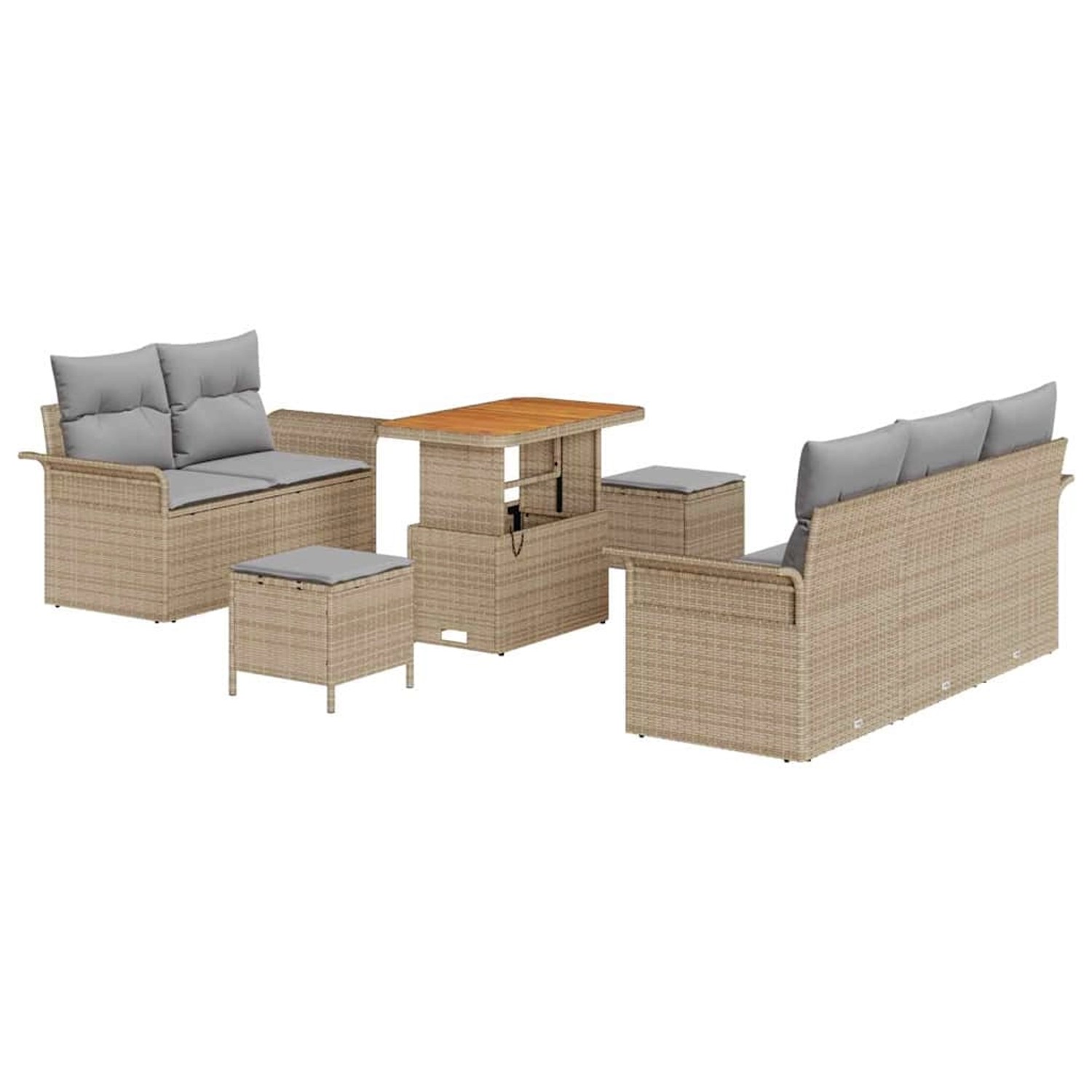 vidaXL Garten-Sofa-Set Höhenverstellbar 8-Tlg Beige Poly Rattan 3362082 günstig online kaufen