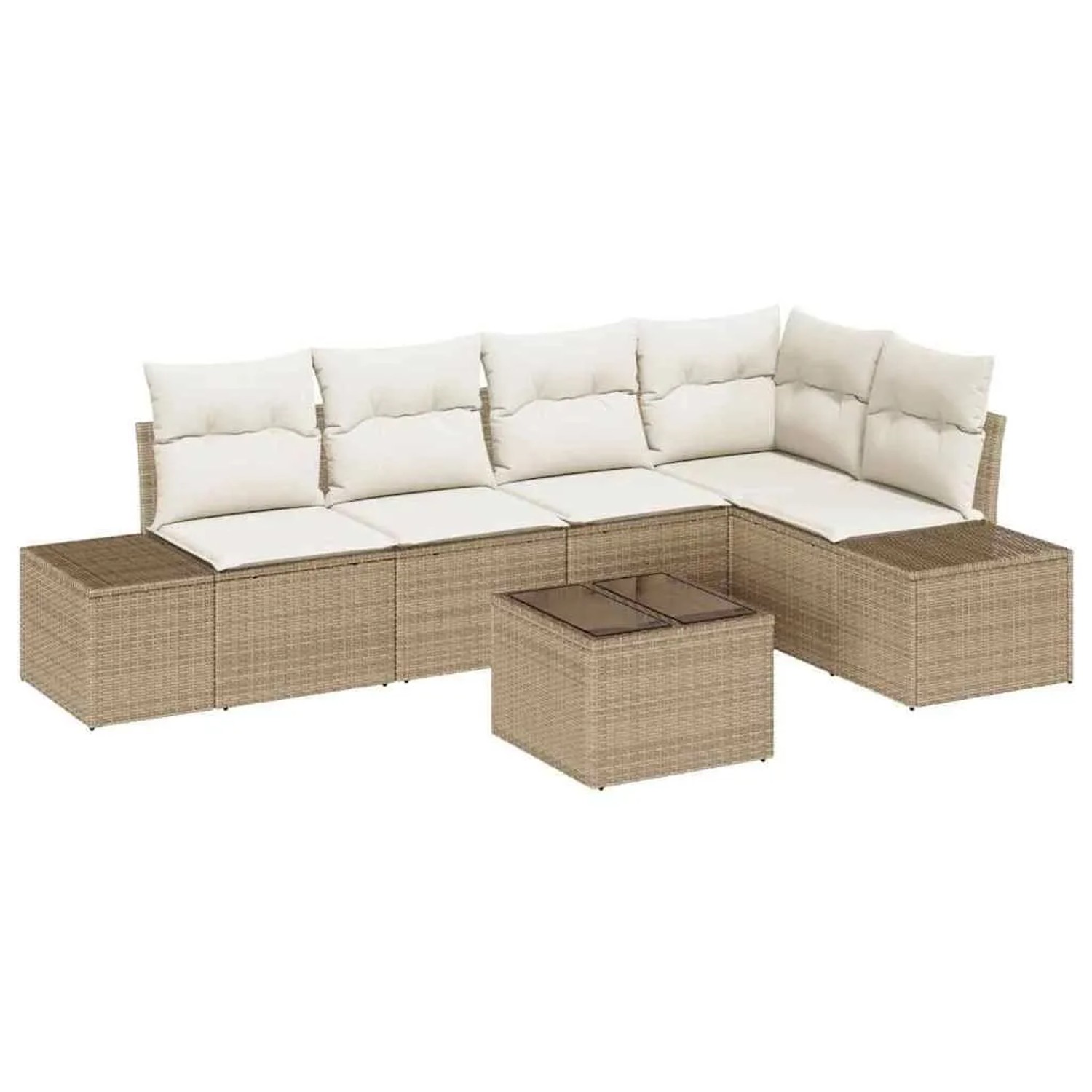 Thumbnail - vidaXL Gartensofa-Set mit Speicher Beige und Creme Poly-Rattan 3355740