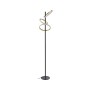 Moderne, dimmbare Lucande LED Stehlampe Madu, 3-flammig, schwarz, aus Metall mit ringförmigen Lichtelementen.