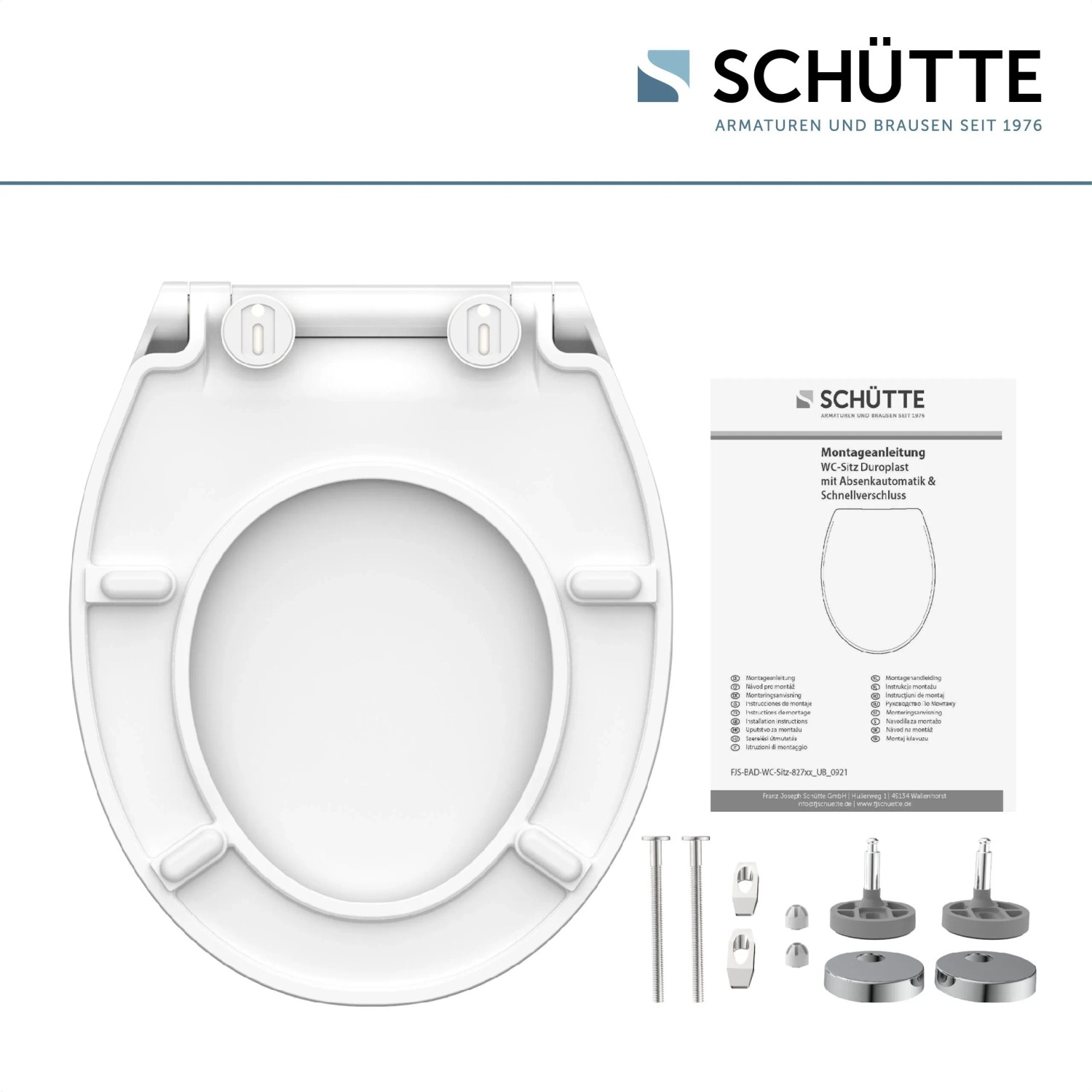 Cuvette Toilette SCHu00dcTTE - Noir - 82410 - Abattant WC En Duroplast Avec Systu00e8me D Lunette Wc Clipsable Sans Vis