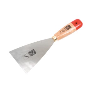 LUX Malerspachtel Steif, 100 mm breit, mit Holzgriff und Stahlblatt zum Ablösen von Tapeten.