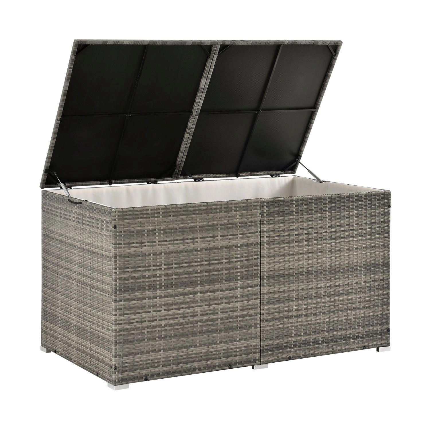 Juskys Polyrattan Gartenmöbel Auflagenbox Ikaria mit Innenplane in Grau Mel günstig online kaufen