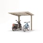 Ximax Alu Carport Smart Port in Edelstahl-Optik mit Motorroller und Fahrrad untergestellt.