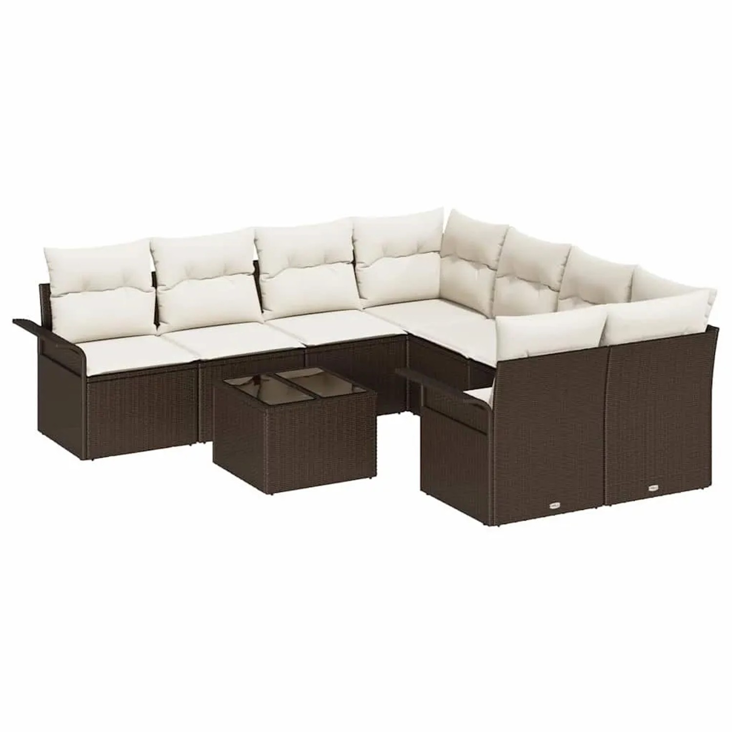 Thumbnail - vidaXL Gartensofa-Set mit Kissen 9 Stk Braun und Creme Poly-Rattan 3353967