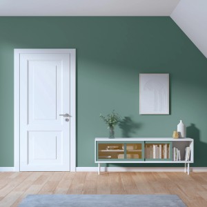 Wand in Agavengrün mit CREATE! Lieblingsfarben Wandfarbe Lennart, matte Oberfläche.