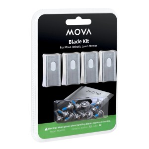 Mova Ersatzklingen-Set für Mähroboter, 12 Klingen und Schrauben im Lieferumfang.