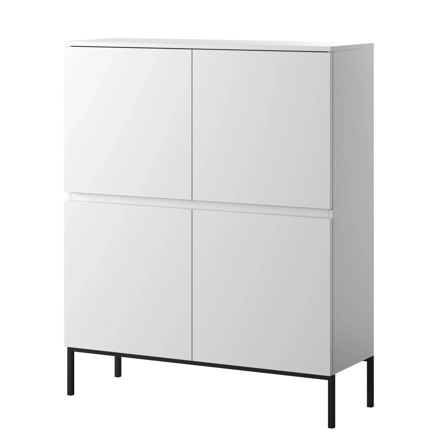 Selsey Highboard Bemmi 100 cm hoch Weiß mit schwarzen Beinen