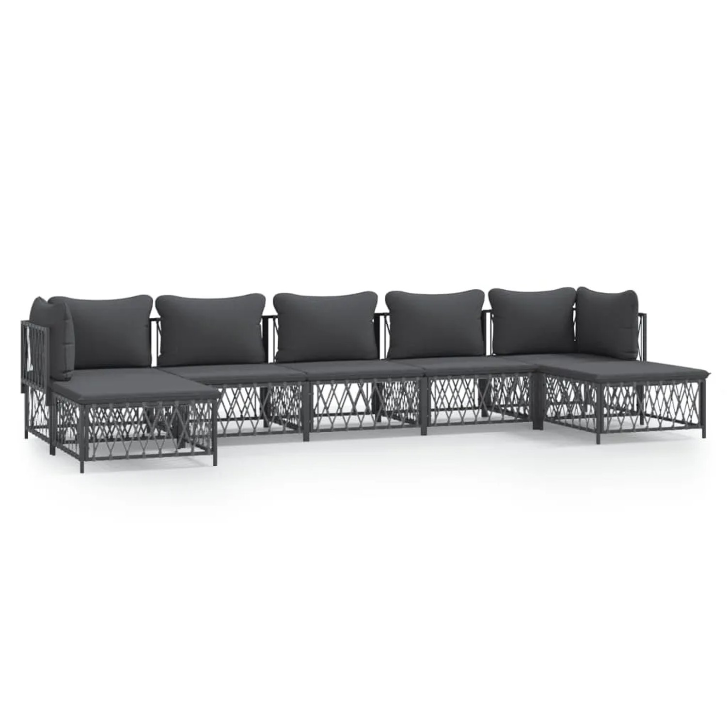 vidaXL 7-Tlg Garten-Lounge-Set mit Kissen Anthrazit Stahl 3186905