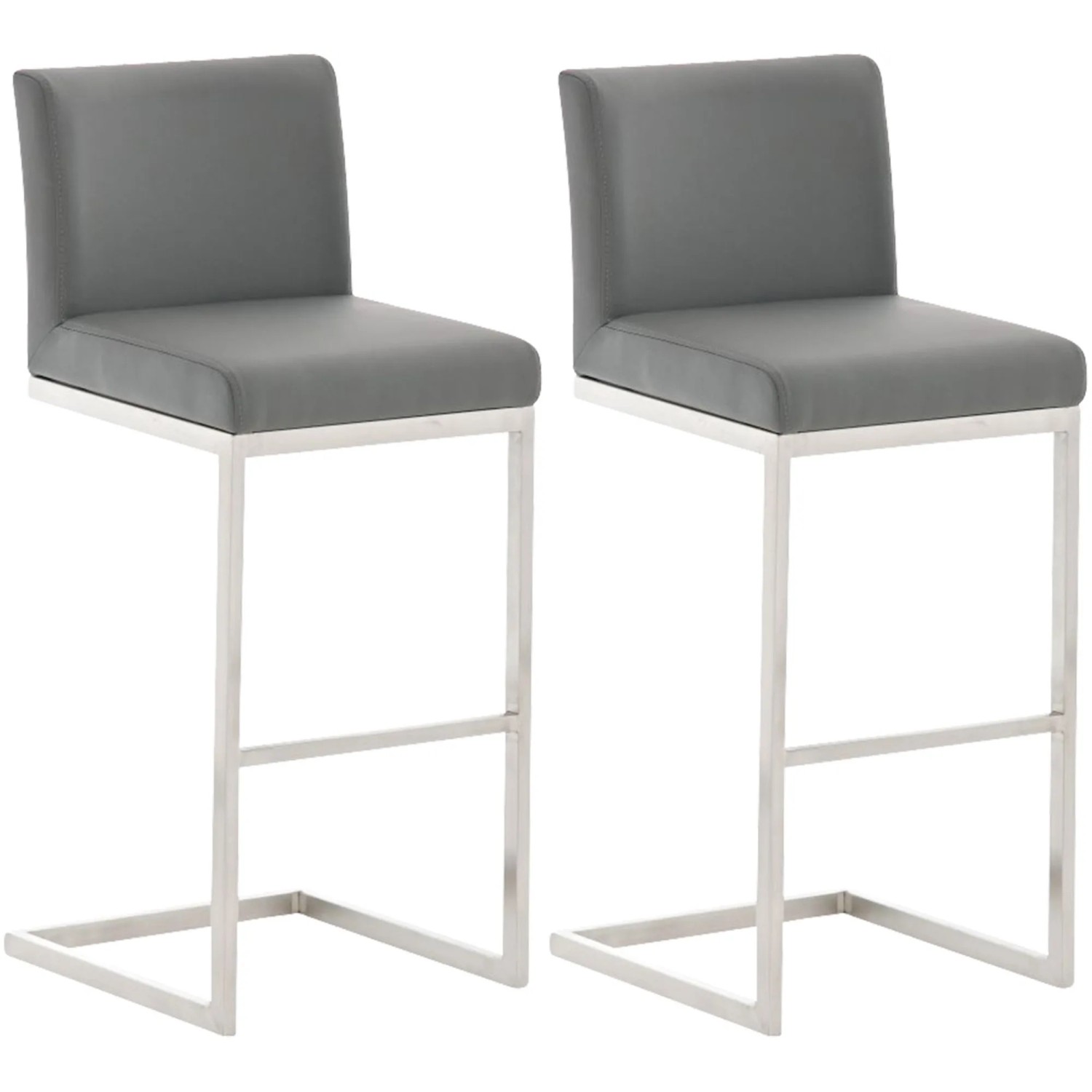 DELUKE 2er Set Barhocker COBAS Kunstleder Grau 42x48x104cm Barstuhl Mit Lehne Tresenhocker Tresenstuhl