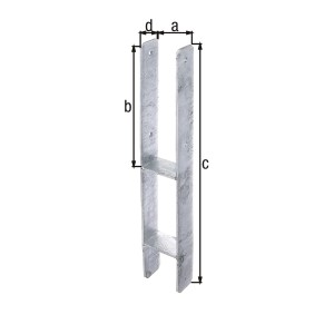Feuerverzinkter Alberts H-Pfostenträger 81x300/600x60 mm zum Einbetonieren.