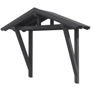 Skan Holz Haustürvordach Stralsund 2, schiefergrau lasiert, 289x116 cm, aus Konstruktionsvollholz.