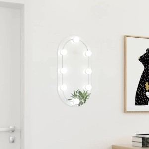 vidaXL Spiegel mit LED-Leuchten 60x30 cm Glas Oval 3102974