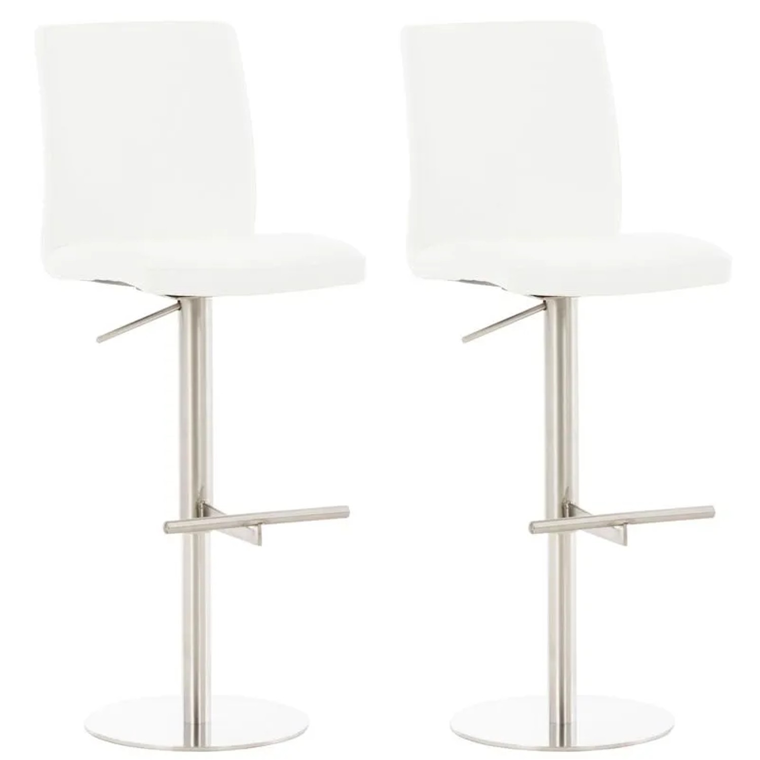 CLP 2er Set Barhocker Cadiz Kunstlederbezug Weiß/Edelstahl