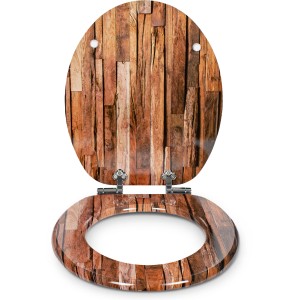 Sanfino WC-Sitz Industrial Wood mit Absenkautomatik, Holz-Optik für Ihr Bad.