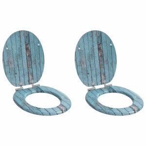 vidaXL Soft-Close Toilettensitz 2 Stk Blau 44 x 38 cm MDF-Platte 3414537