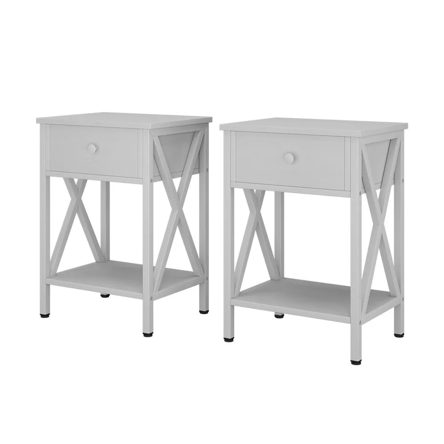 Vicco Nachttisch Keno Weiß 40 x 55 2er Set