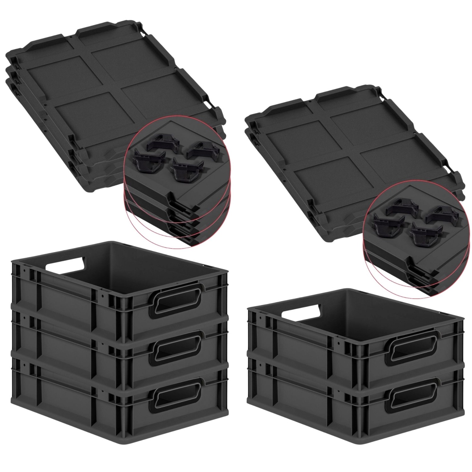 PROREGAL SparSet 5x Eurobox Nextgen Color Mit Auflagedeckel HxBxT 12x30x40c günstig online kaufen