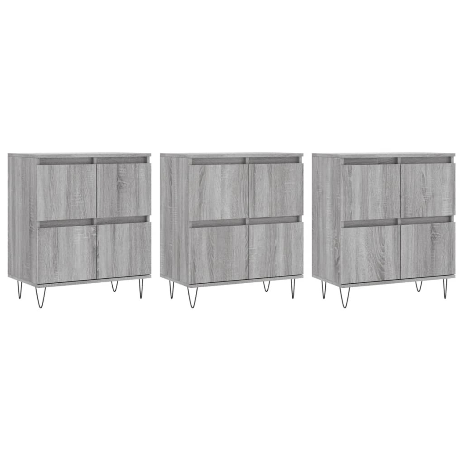 vidaXL Sideboards 3 Stk Grau Sonoma Holzwerkstoff 3190203