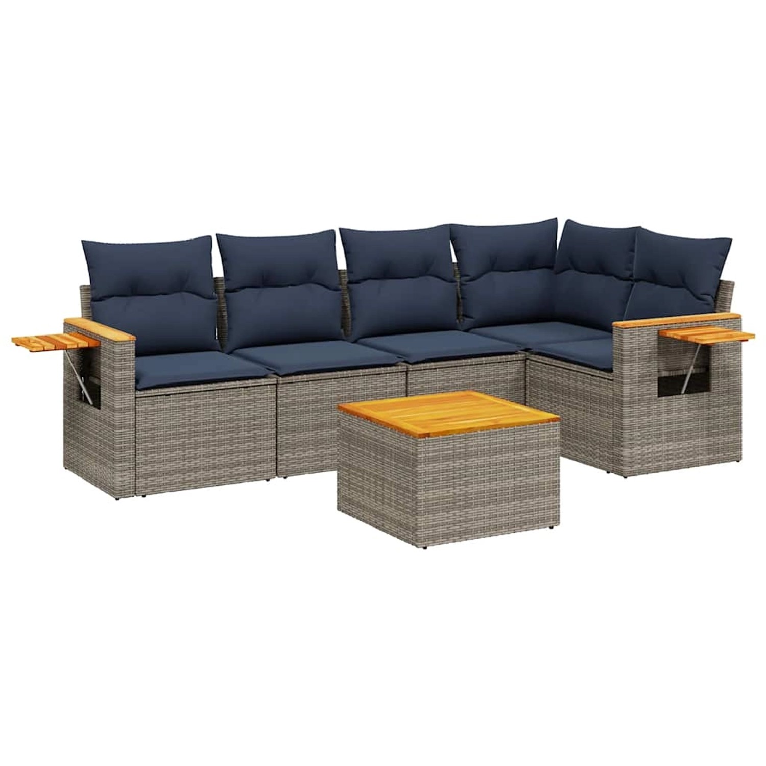 vidaXL 6-Tlg Garten-Sofagarnitur mit Kissen Grau Poly Rattan 3226796 günstig online kaufen