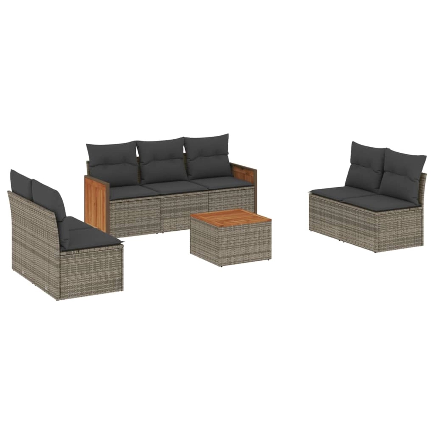 vidaXL 8-Tlg Garten-Sofagarnitur mit Kissen Grau Poly Rattan 3227565 günstig online kaufen