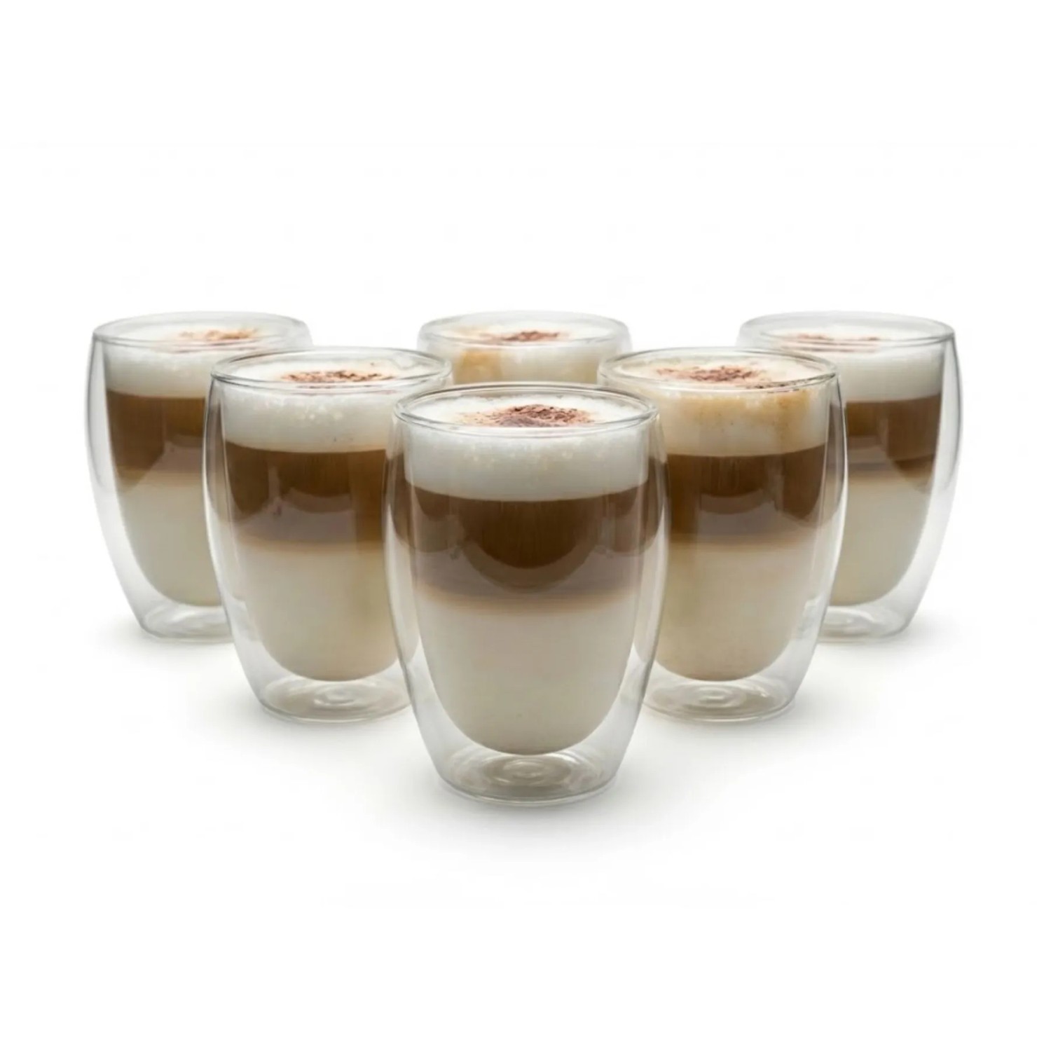 BigDean 6x 300ml Doppelwandige Latte Macchiato Gläser Borosilikatglas Doppelwandige Kaffeegläser Cappuccino Gläser Doppelwandige Gläser Kaffeegläser