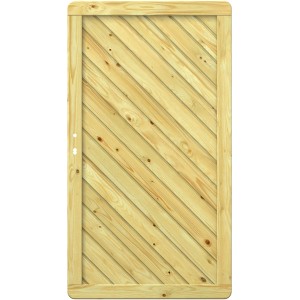 Sichtschutzzaun Tor Gada, gerade, 98x179cm, FSC®-zertifiziert, mit diagonalen Holzlatten.