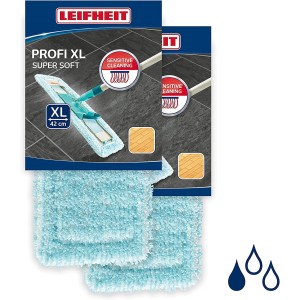 Leifheit Wischbezug Profi XL 2er Set, geeignet für Parkett und Holzböden.
