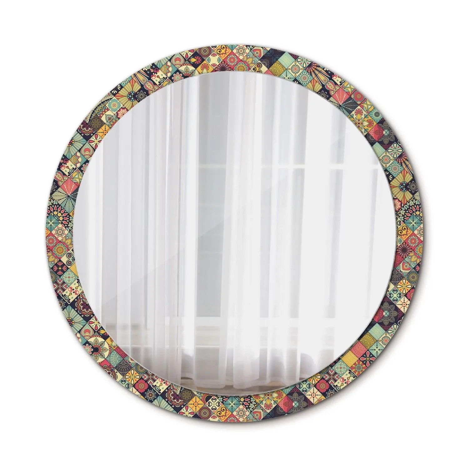 Tulup Bedruckte Spiegel Patchwork Fliesen 100x100 cm Runder Spiegel mit Dek günstig online kaufen