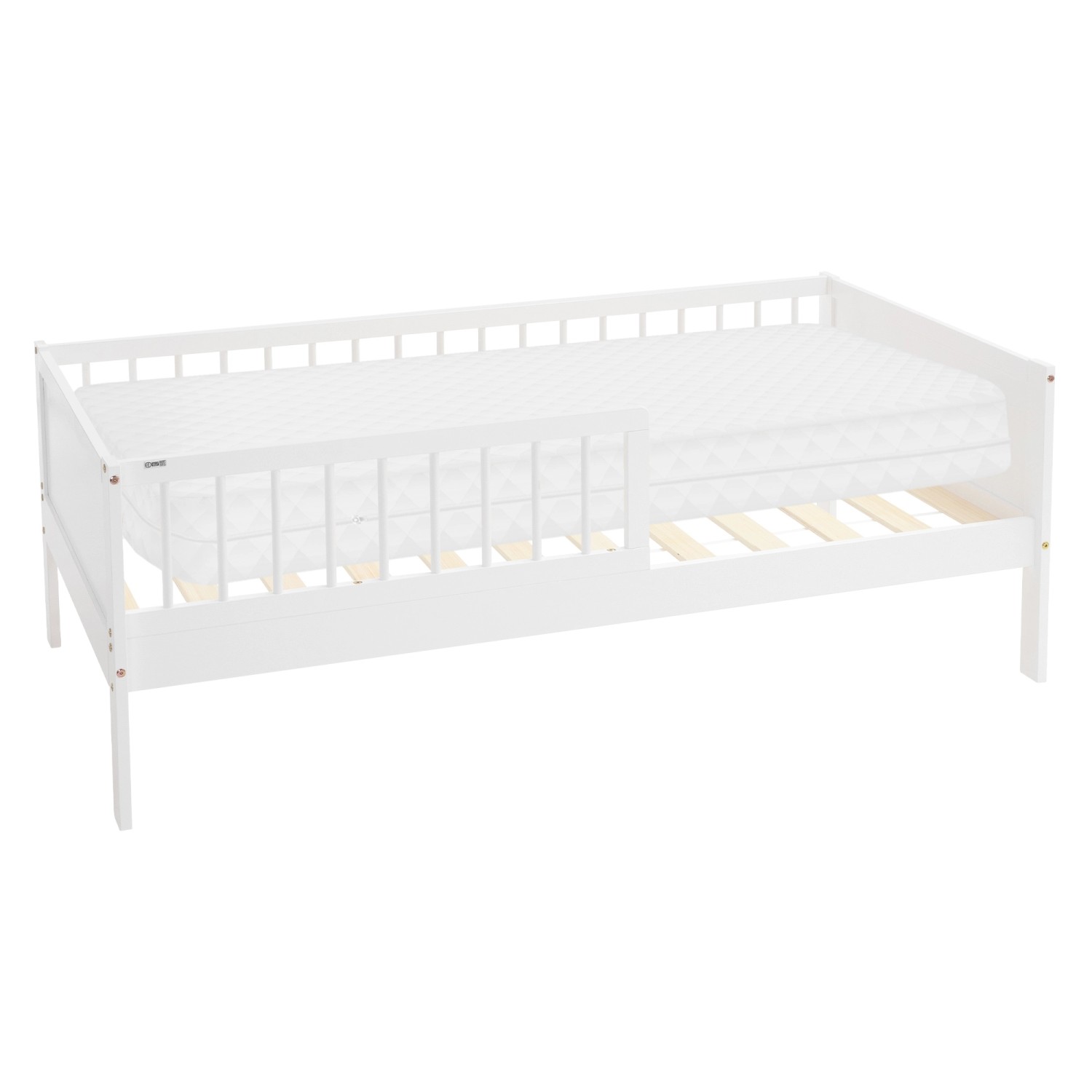 ML-Design Kinderbett 80x160 cm mit Matratze Weiß Einzelbett für Kinder