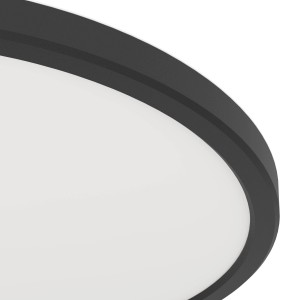 Schwarze, runde LED-Deckenleuchte Expert Minerario, 30 cm Durchmesser, geeignet für Feuchträume.