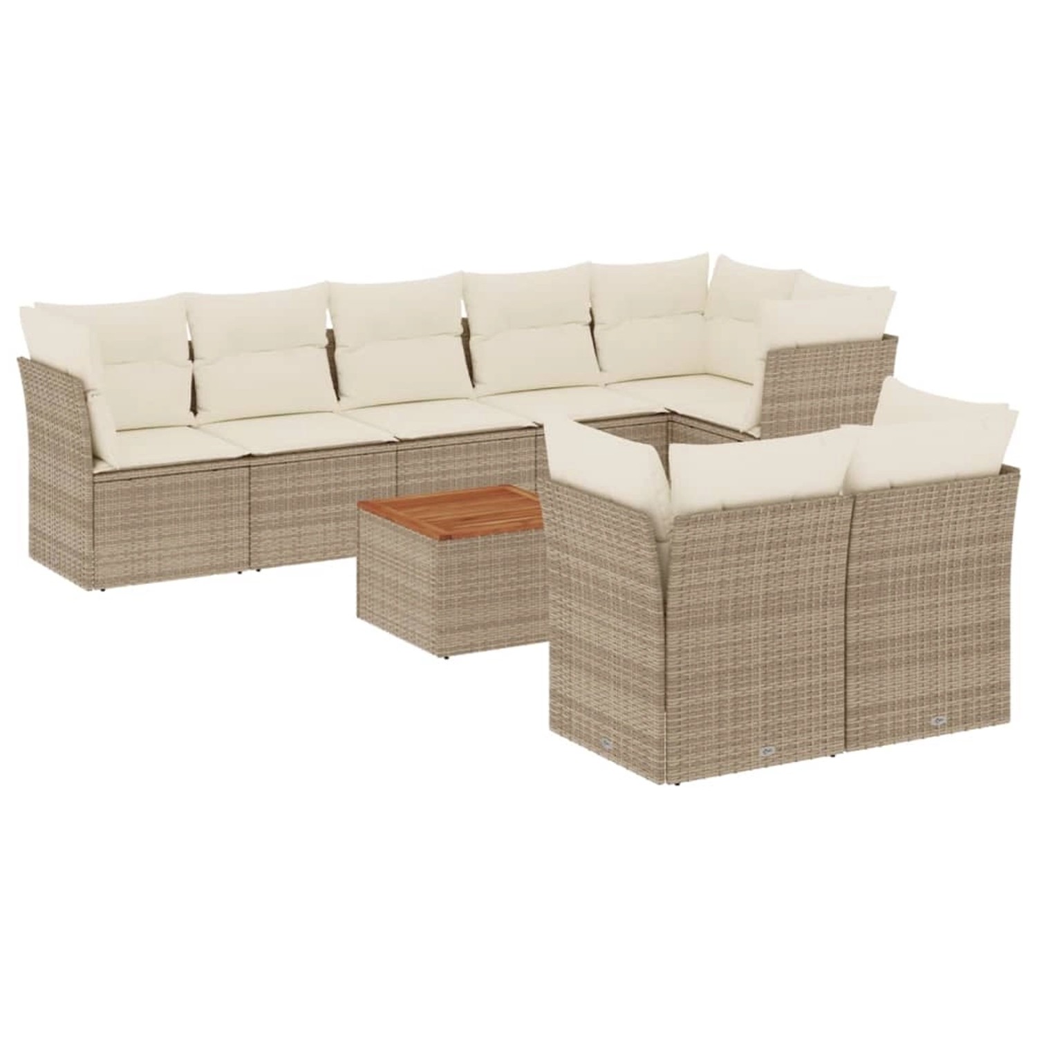 vidaXL 9-Tlg Garten-Sofagarnitur mit Kissen Beige Poly Rattan 3223734 günstig online kaufen