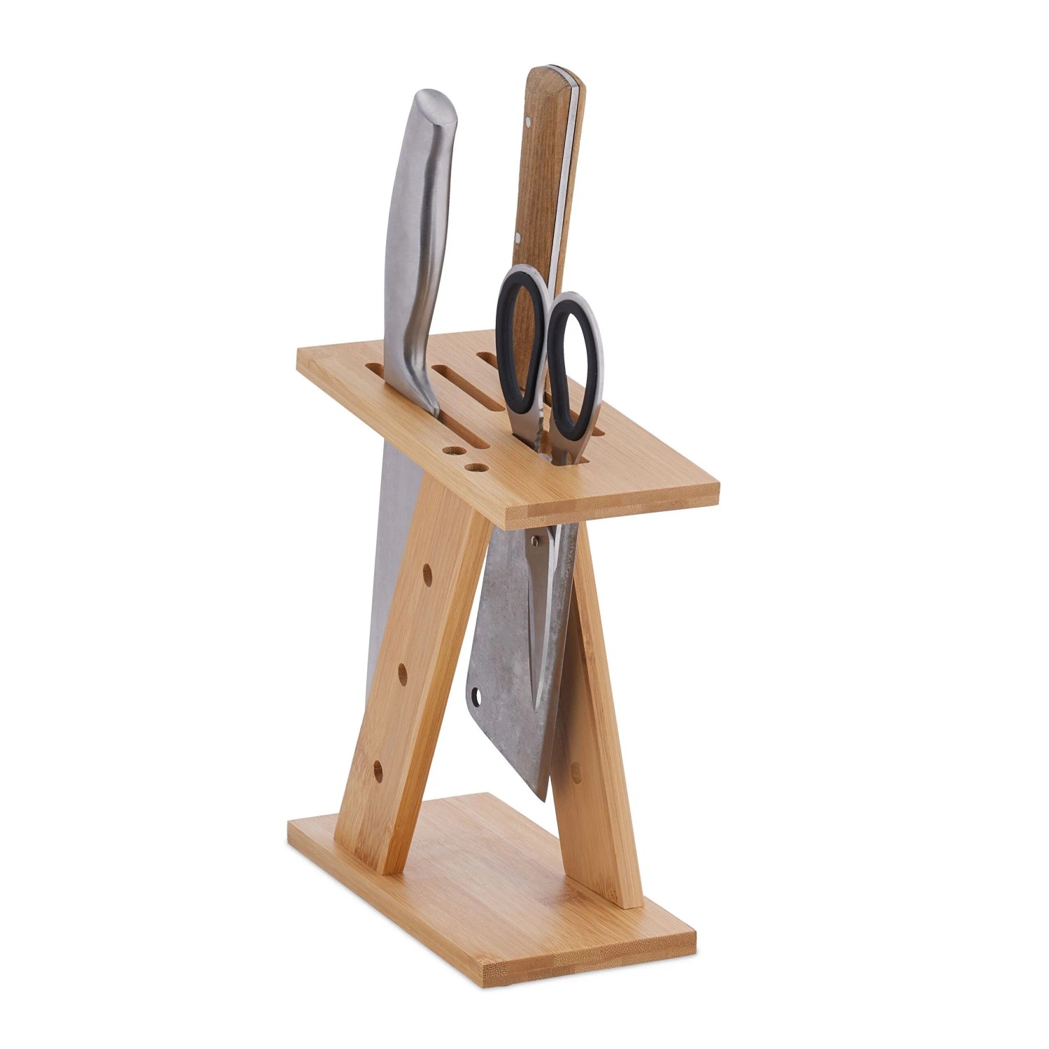 Relaxdays Messerblock Bambus Natur Unbestückt 22 cm x 9,5 cm x 19,5 cm 0,4 kg