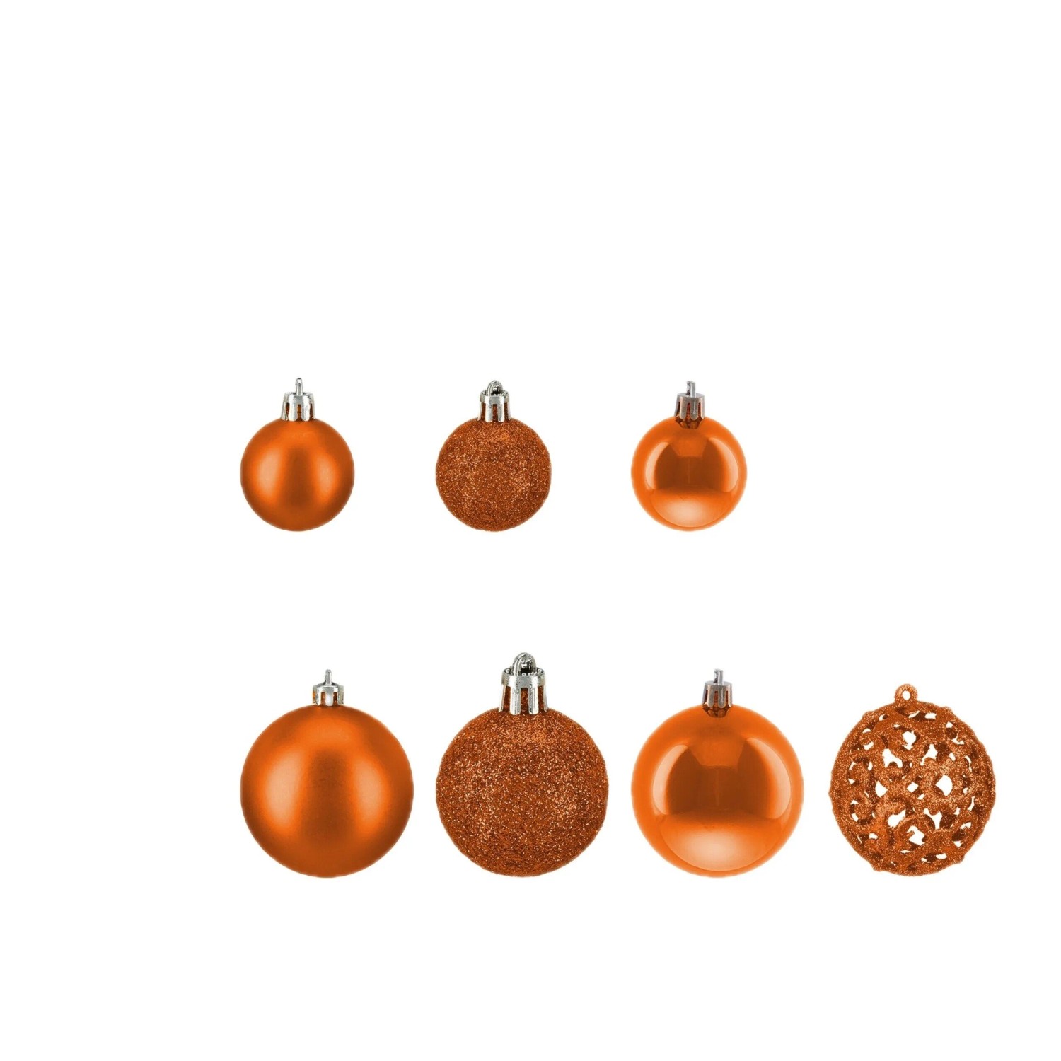 Relaxdays Weihnachtskugeln im 50er Set Polystyrol Orange Glänzend Matt Glitzernd