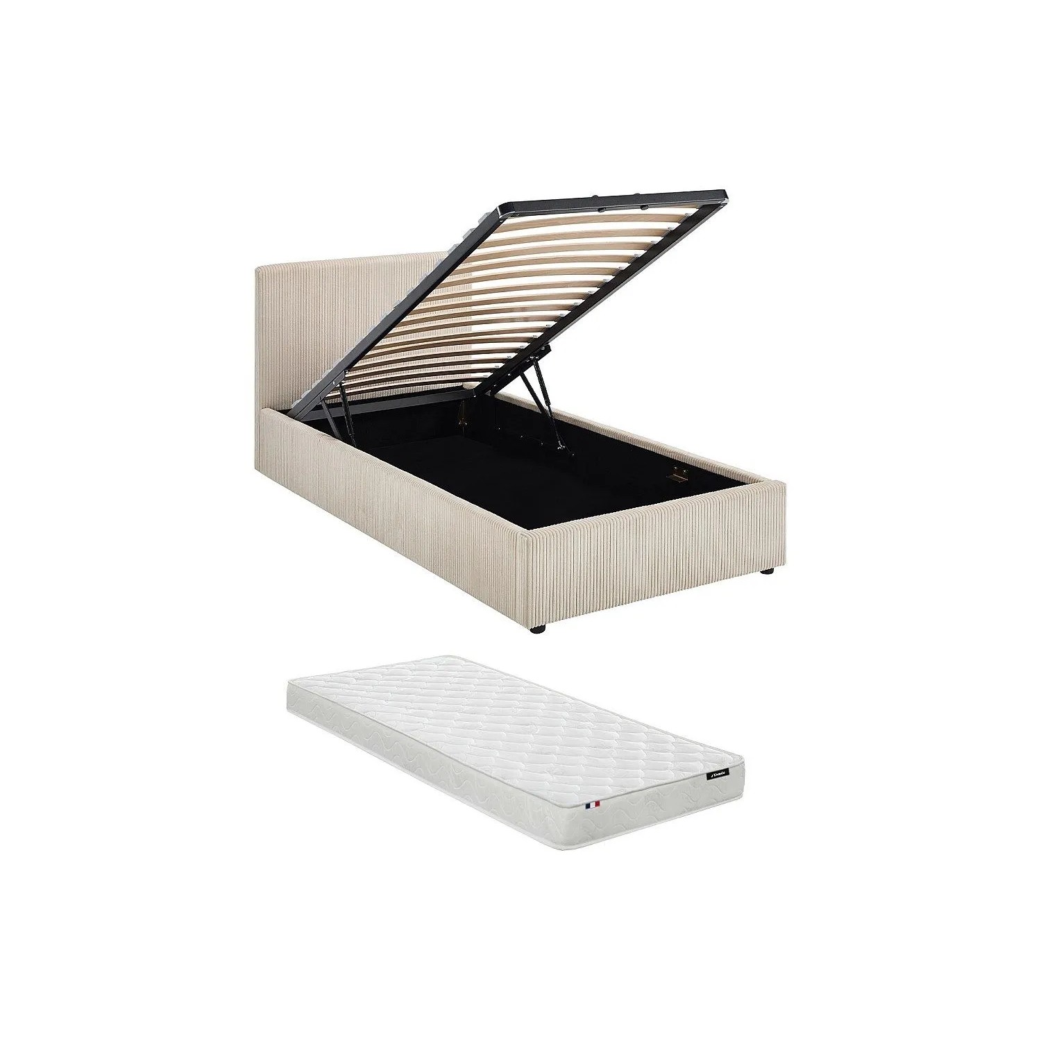 Vente-unique Bett Mit Bettkasten Valme Cremefarben 100 cm
