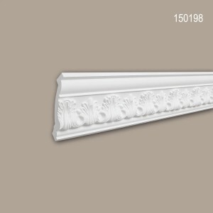 Weiße PROFHOME Eckleiste 150198 im Set mit floralem Dekor, geeignet für Innen- und Außenbereich.