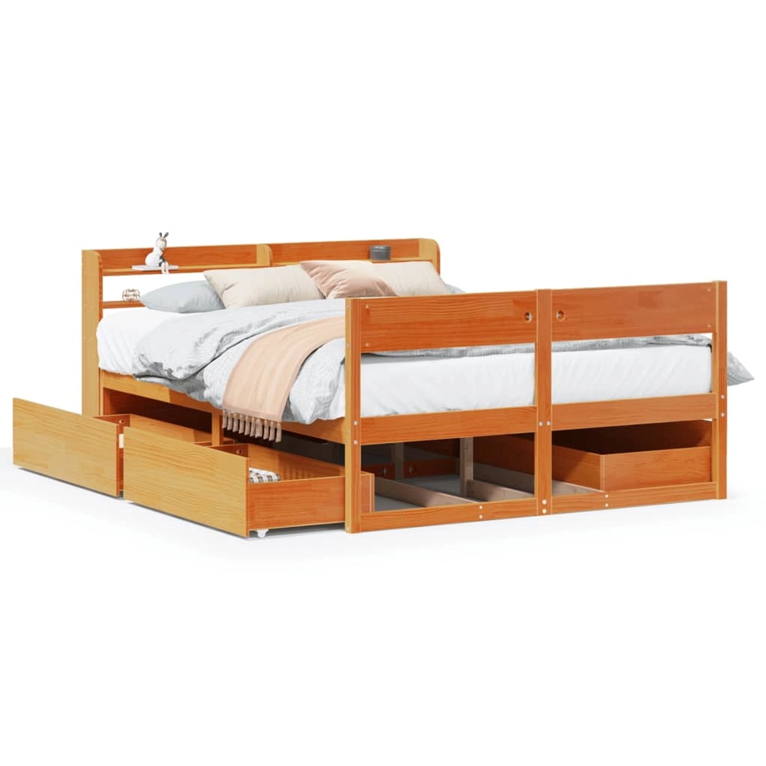 vidaXL Massivholzbett ohne Matratze Wachsbraun 120x200 cm Kiefernholz 33071 günstig online kaufen