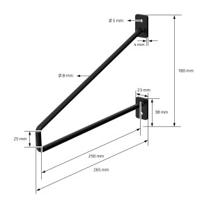 ML-Design Regalhalterung, 2er Set, 265mm, Schwarz, Stahl, Haarnadel Regalwinkel, DIY