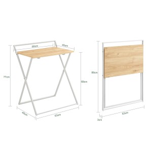 SoBuy Klappbarer Schreibtisch FWT88-WN, weißes Metallgestell, MDF-Tischplatte in Holzoptik, für Home-Office.