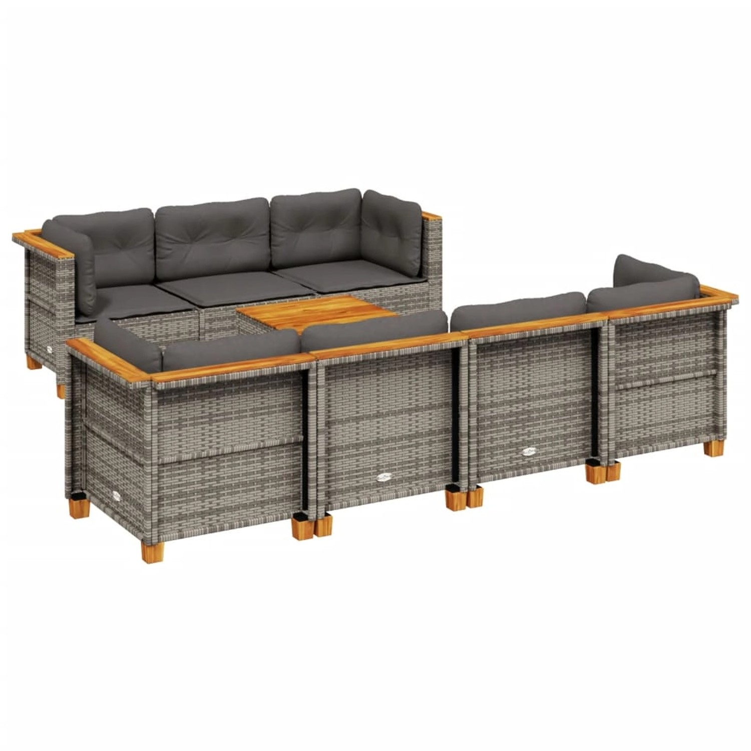 vidaXL 8-Tlg Garten-Sofagarnitur mit Kissen Grau Poly Rattan 3261750 günstig online kaufen