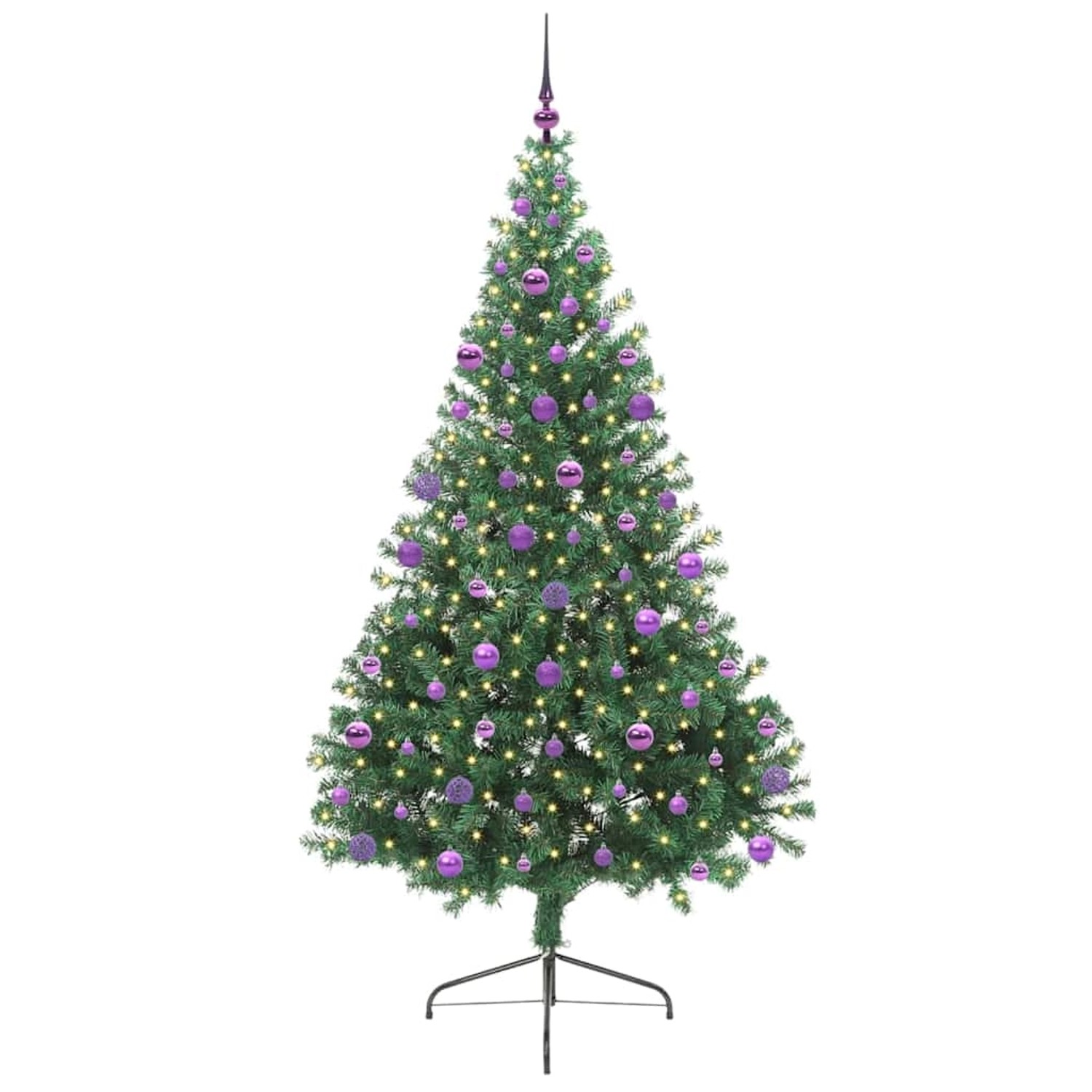 vidaXL Künstlicher Vorbeleuchteter Weihnachtsbaum Grün 210 cm PVC 3397030