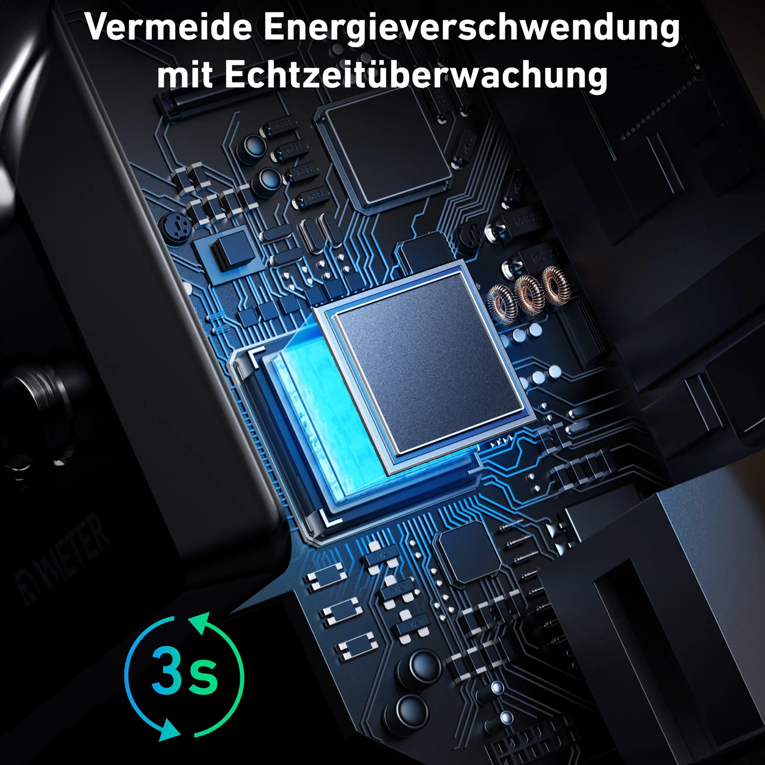 Detailaufnahme: Anker Solix Smarter Zähler für Solarbank 2, zur Echtzeit-Überwachung des Stromverbrauchs.