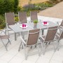 Merxx Gartenmöbel-Set Carrara, 9-teilig, taupe. Ausziehbarer Tisch mit 8 Klappsesseln für Garten oder Terrasse.