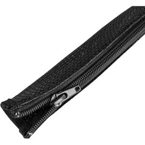 Schwarzer Evoline Texflex Kabelschlauch mit Zipp. Flexibler Textil Kabelkanal für Kabelmanagement.