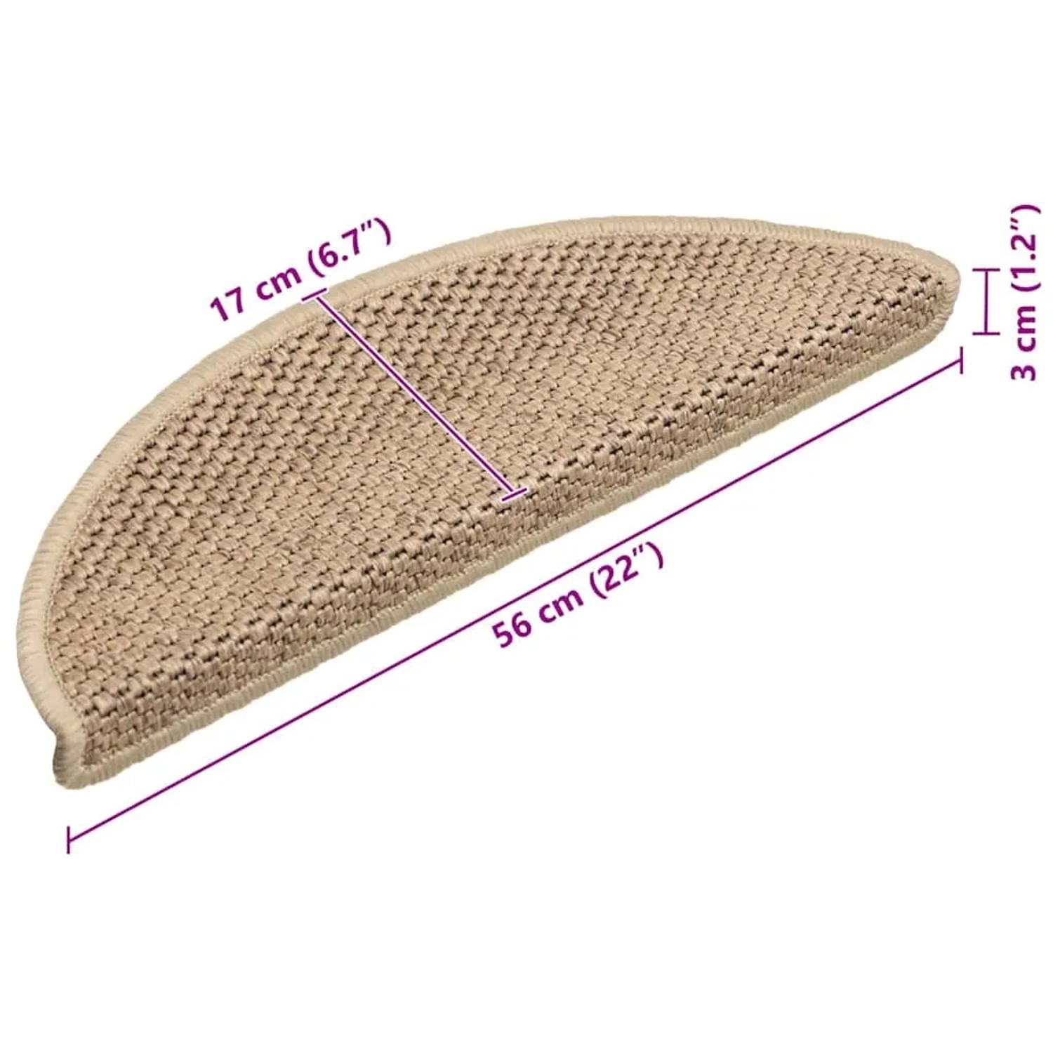 vidaXL Treppenmatten Selbstklebend Sisal-Optik 15 Stk 56x17x3 cm Sand 326867_9