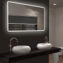 DSK Design LED-Lichtspiegel Silver Rio, 120x70 cm, mit umlaufender LED-Beleuchtung im modernen Badezimmer.