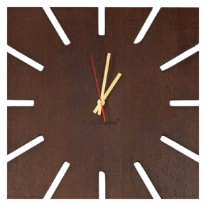 DELUKE Wanduhr Groß Holz SUN HANDGEFERTIGT 29x29cm Eiche Massiv Geräuschlos Wohnzimmeruhr Holz-Metalloptik Küchenuhr Dekouhr