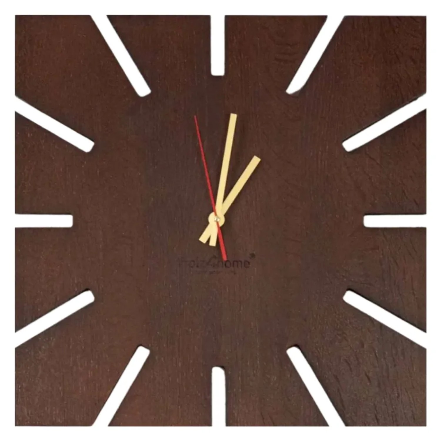 DELUKE Wanduhr Groß Holz SUN HANDGEFERTIGT 29x29cm Eiche Massiv Geräuschlos Wohnzimmeruhr Holz-Metalloptik Küchenuhr Dek...