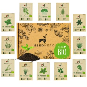 Seedhero BIO Kräutersamen Set mit 12 Sorten: Vielfalt für Garten und Küche.