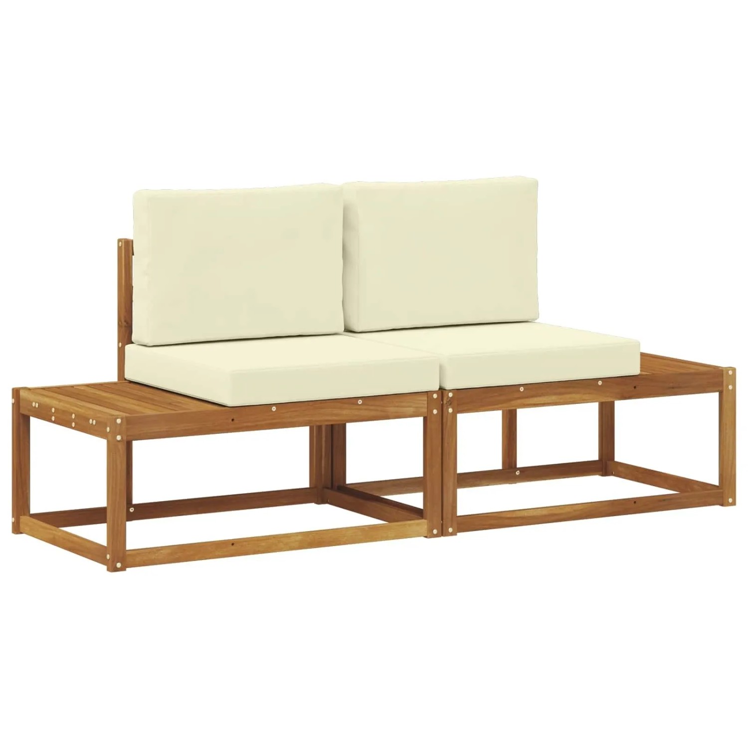 vidaXL Outdoor End Sofa 2 Stück Natur und Creme Massivholz Akazie 900479